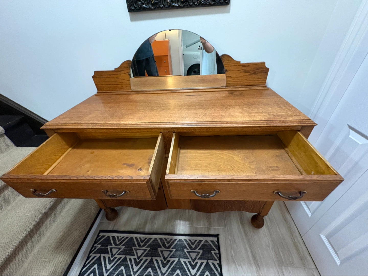 Antique Oak Sideboard with Mirror - photo 4