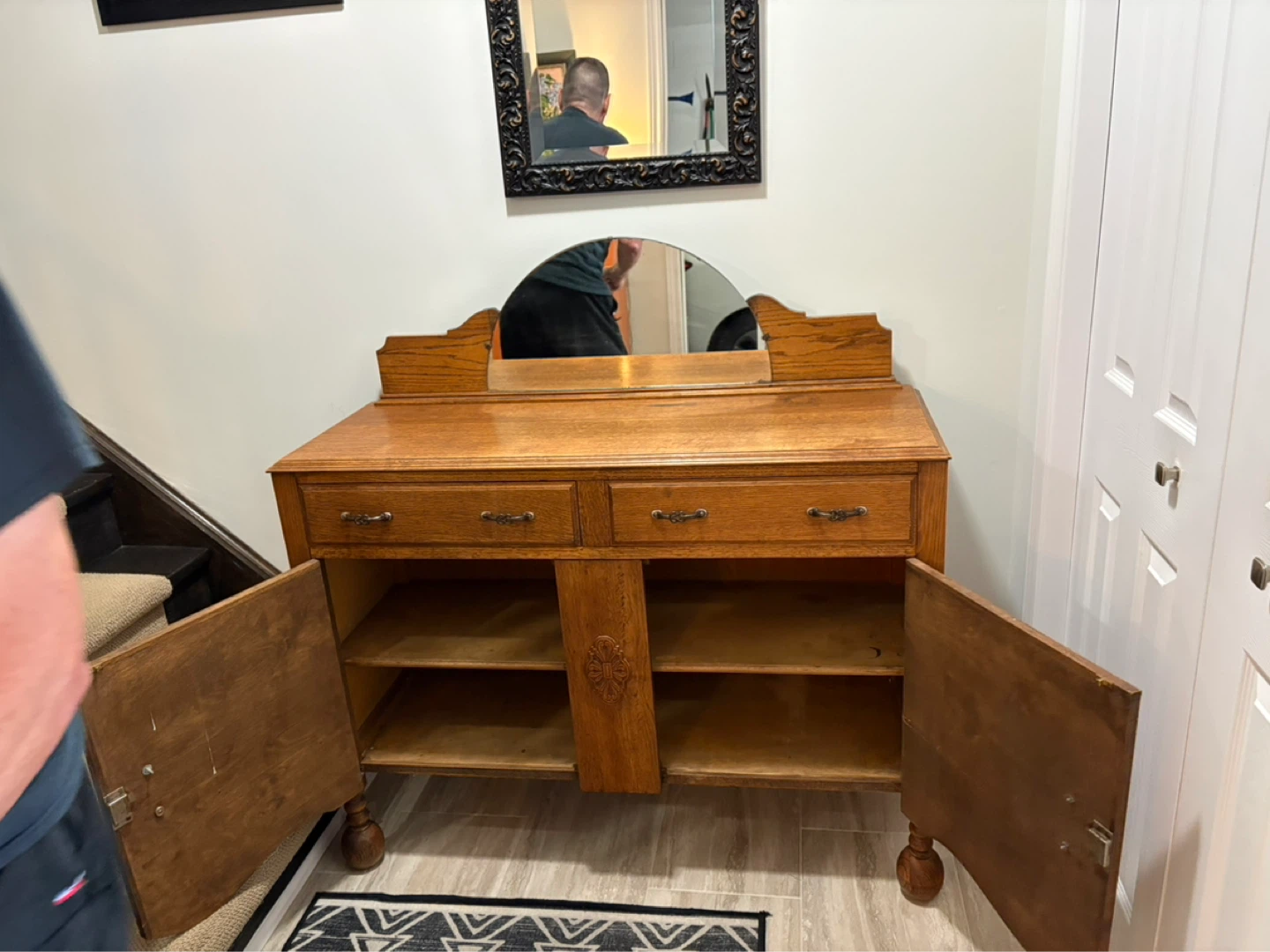 Antique Oak Sideboard with Mirror