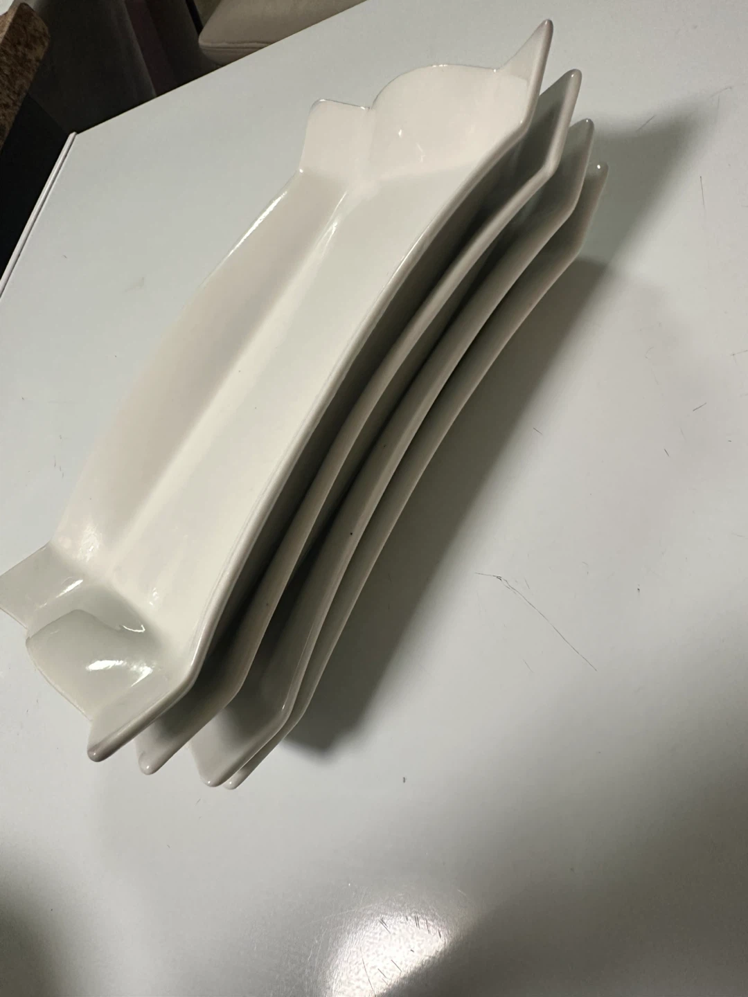 Set of 4 White Ceramic Serving Platters