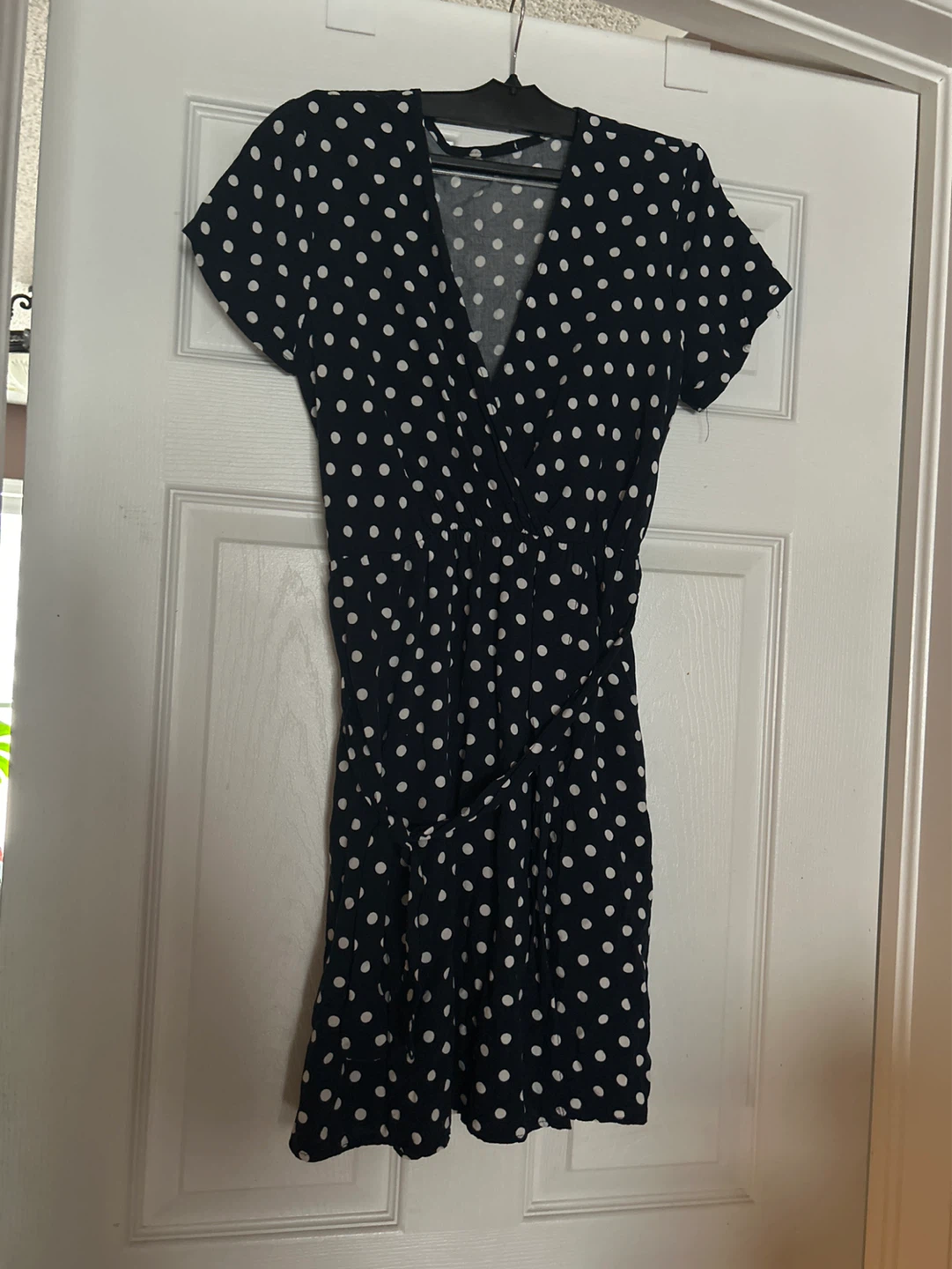 Navy Polka Dot Wrap Dress