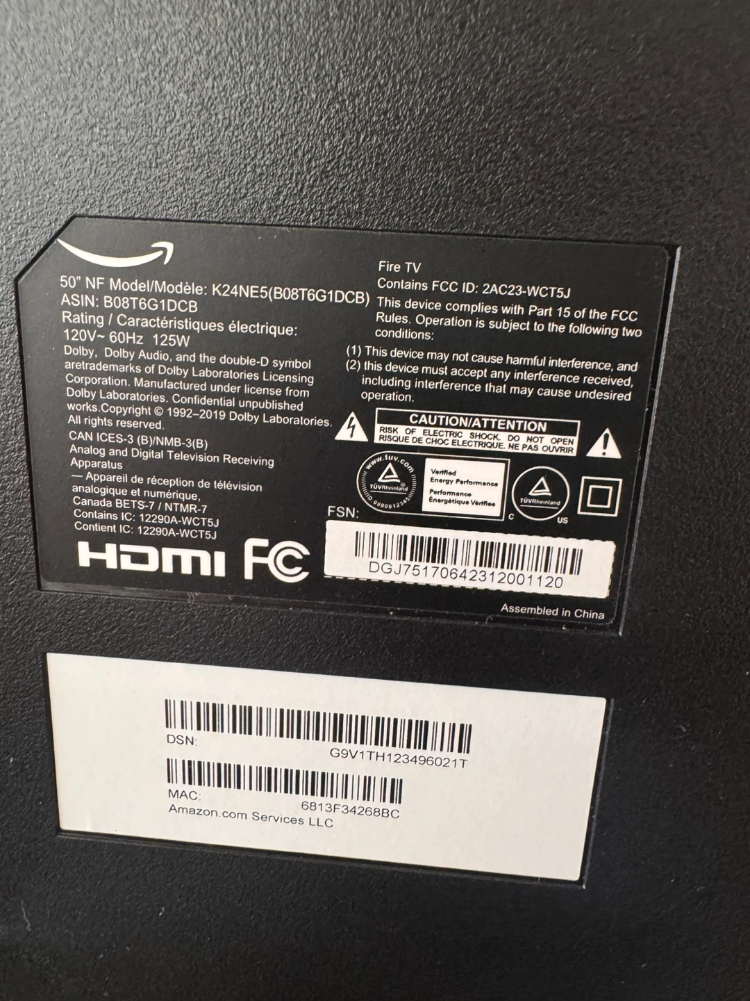Fire TV 50" NF Model/Modele K24NE5 - photo 2