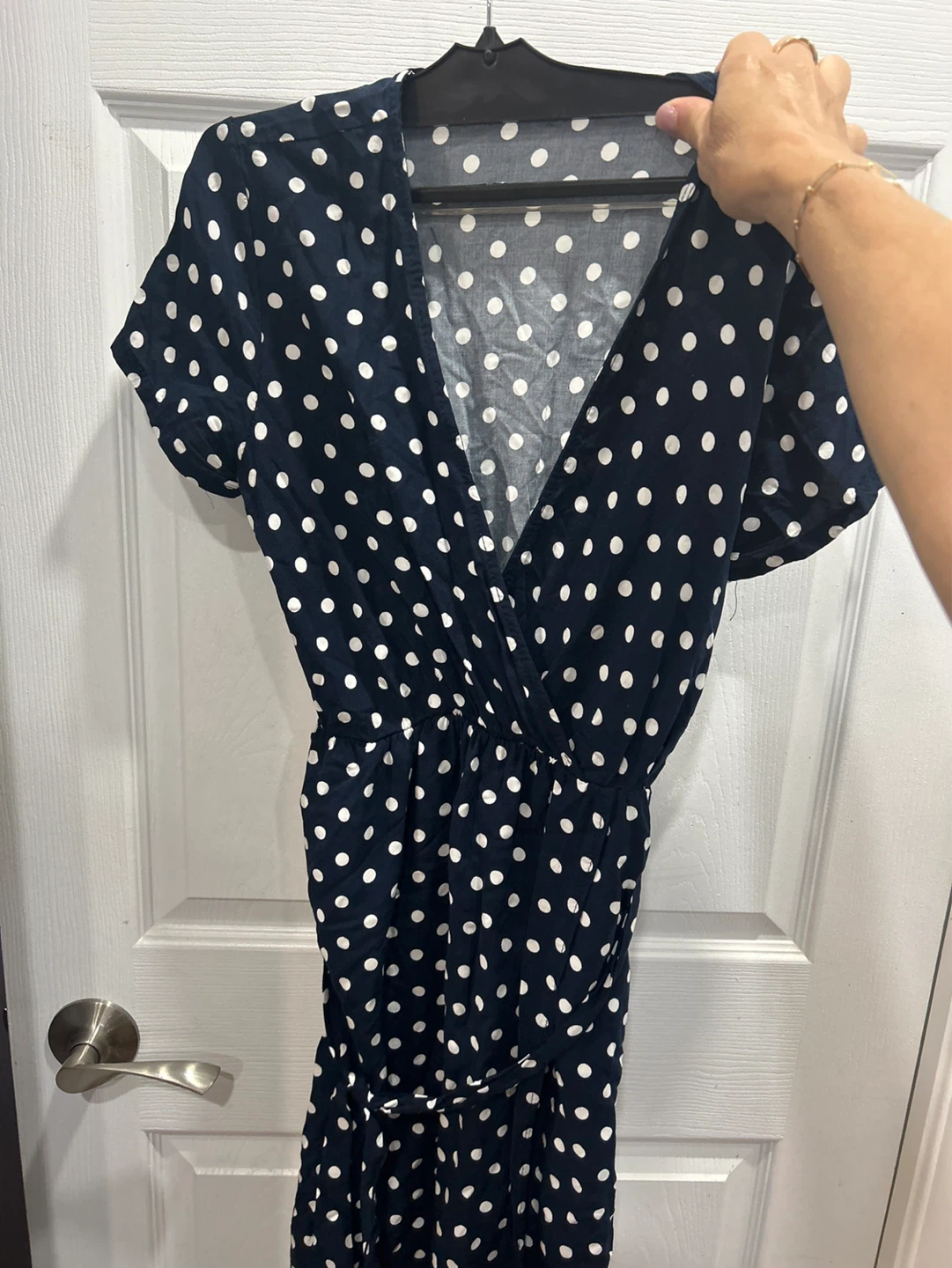 Navy Polka Dot Wrap Dress - photo 4