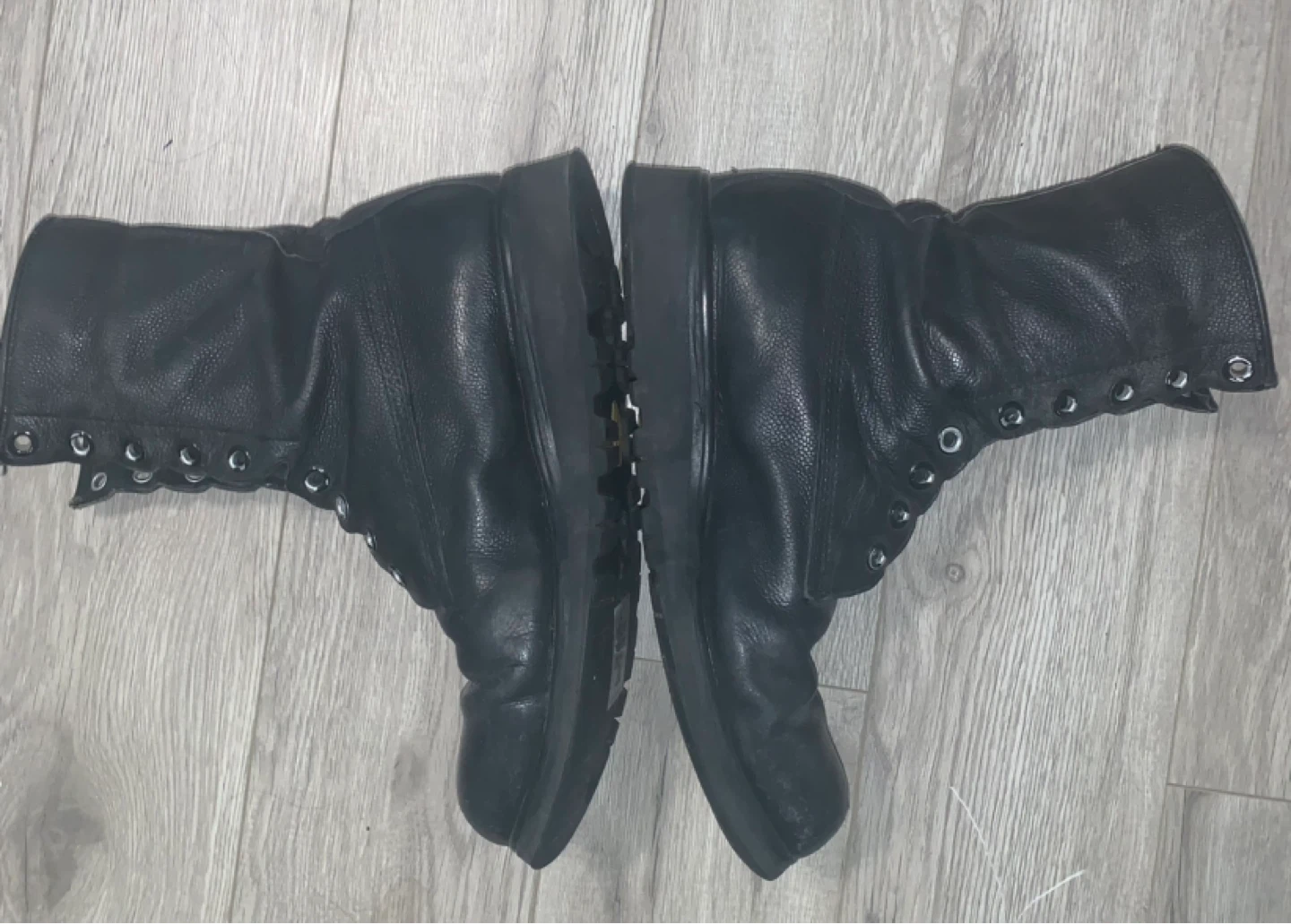big azz punk Black Leather Combat Boots - photo 3
