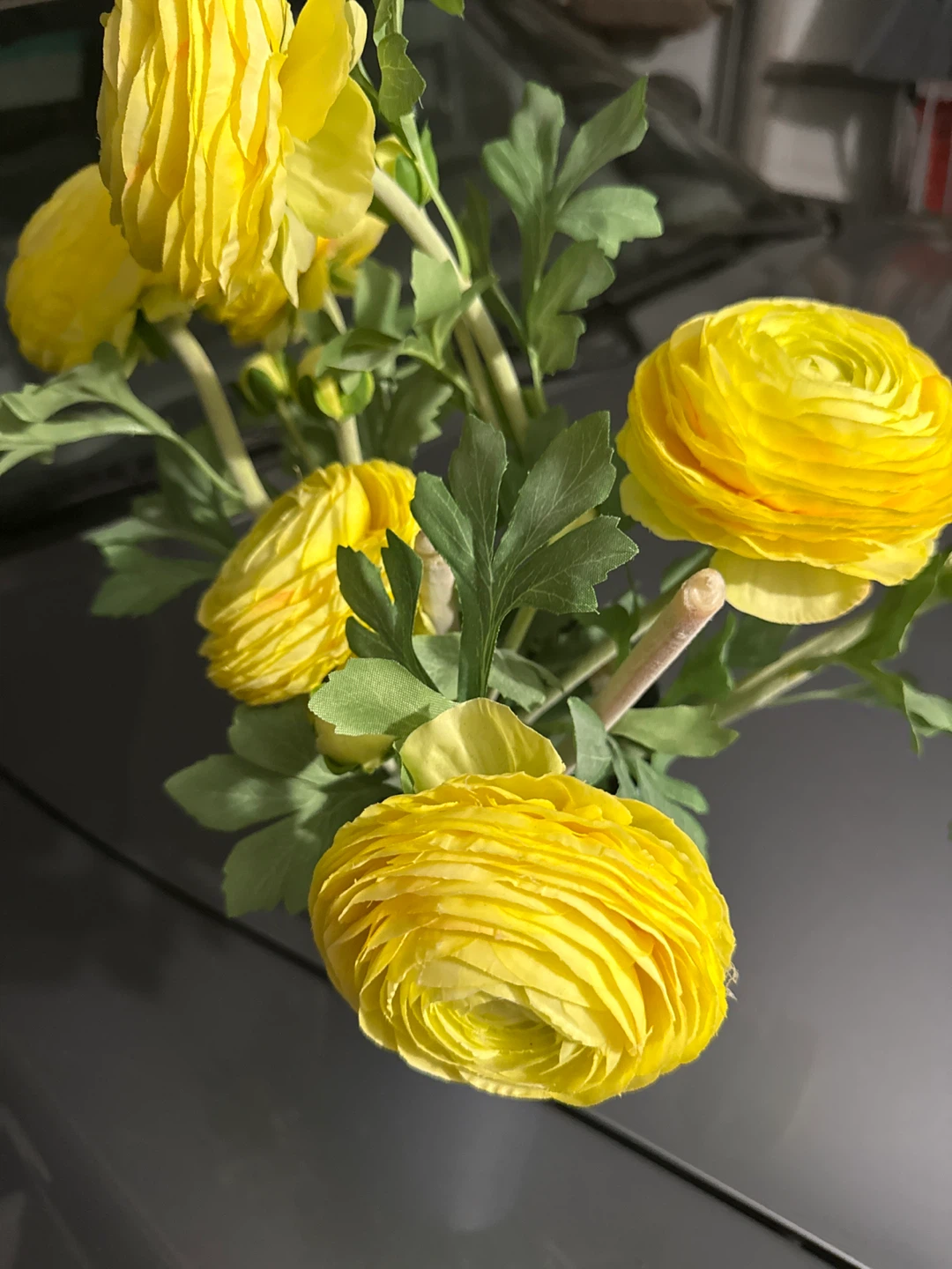 Yellow Ranunculus Faux Flowers in Pot - photo 2