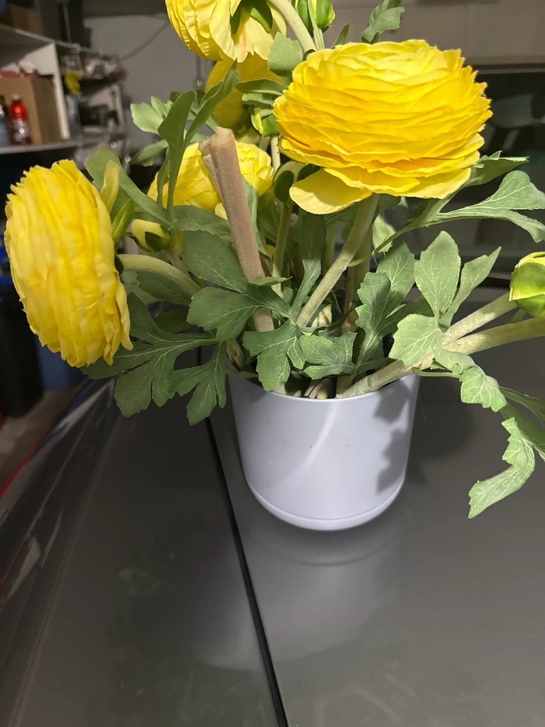 Yellow Ranunculus Faux Flowers in Pot - photo 3