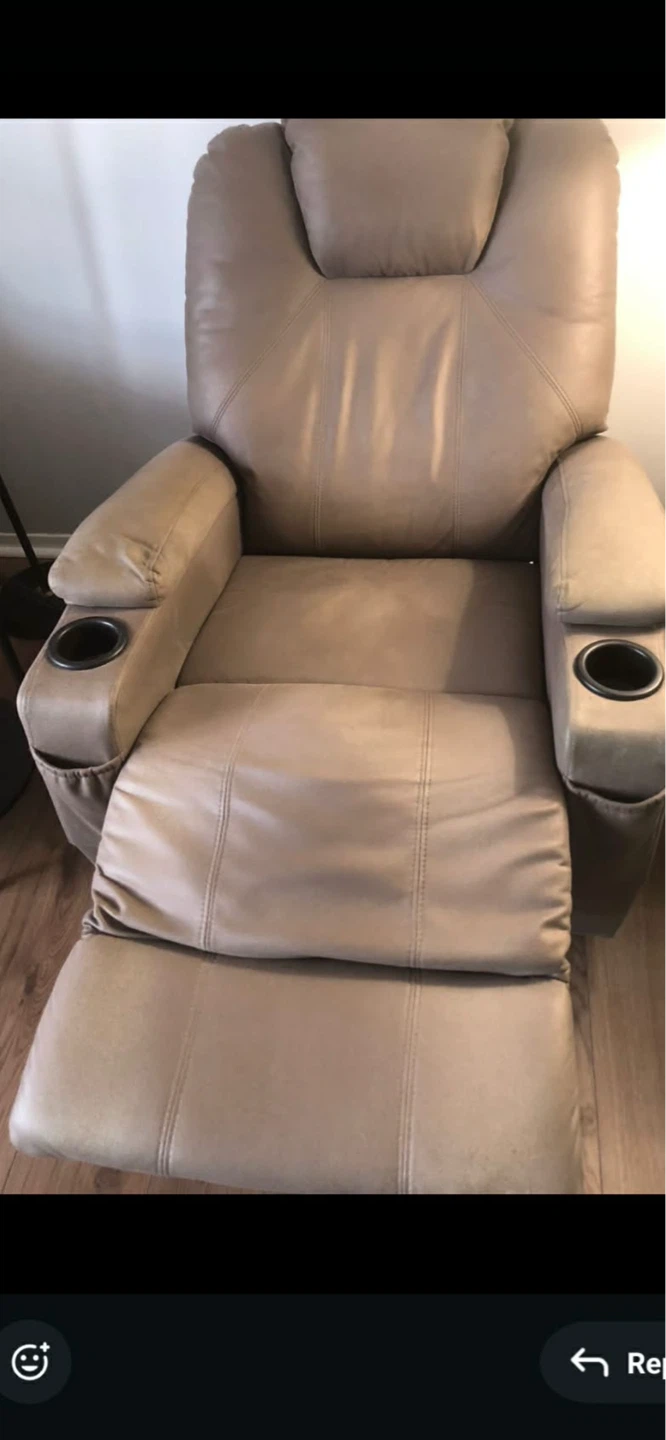 2 Tan Recliners with Cup Holders - photo 2