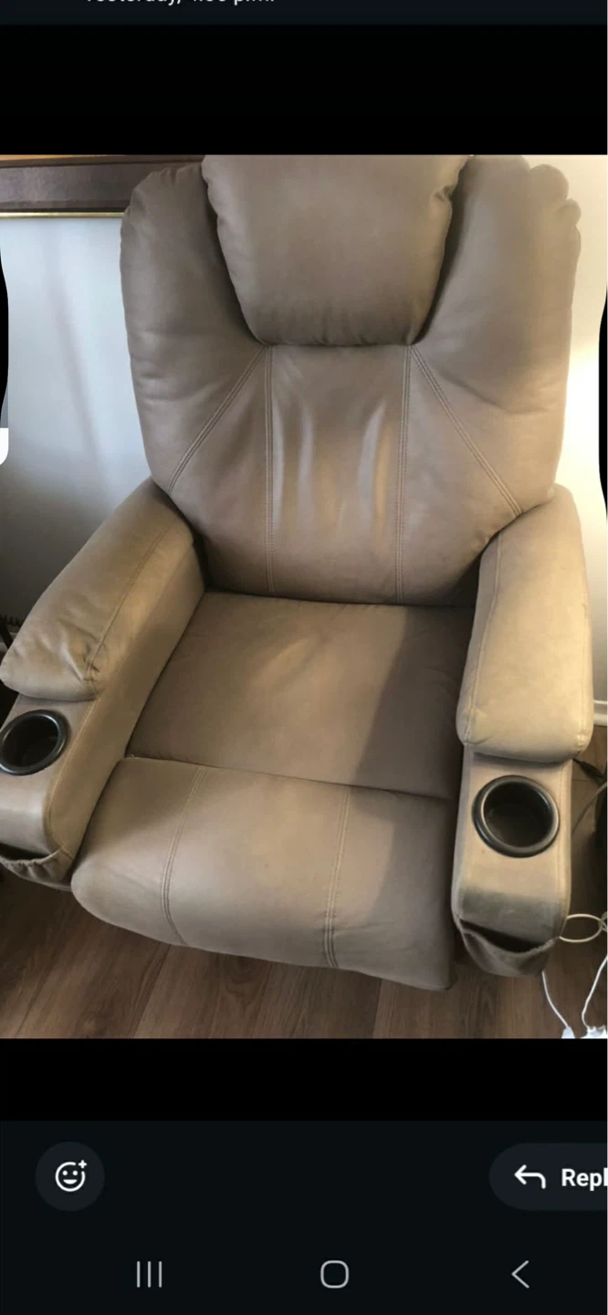 2 Tan Recliners with Cup Holders