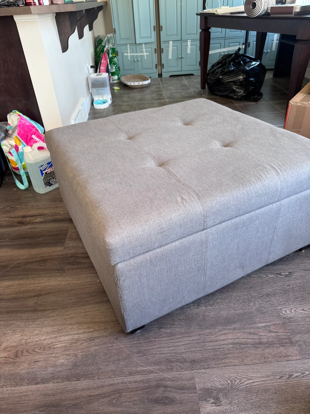 Grey Storage Ottoman Footstool