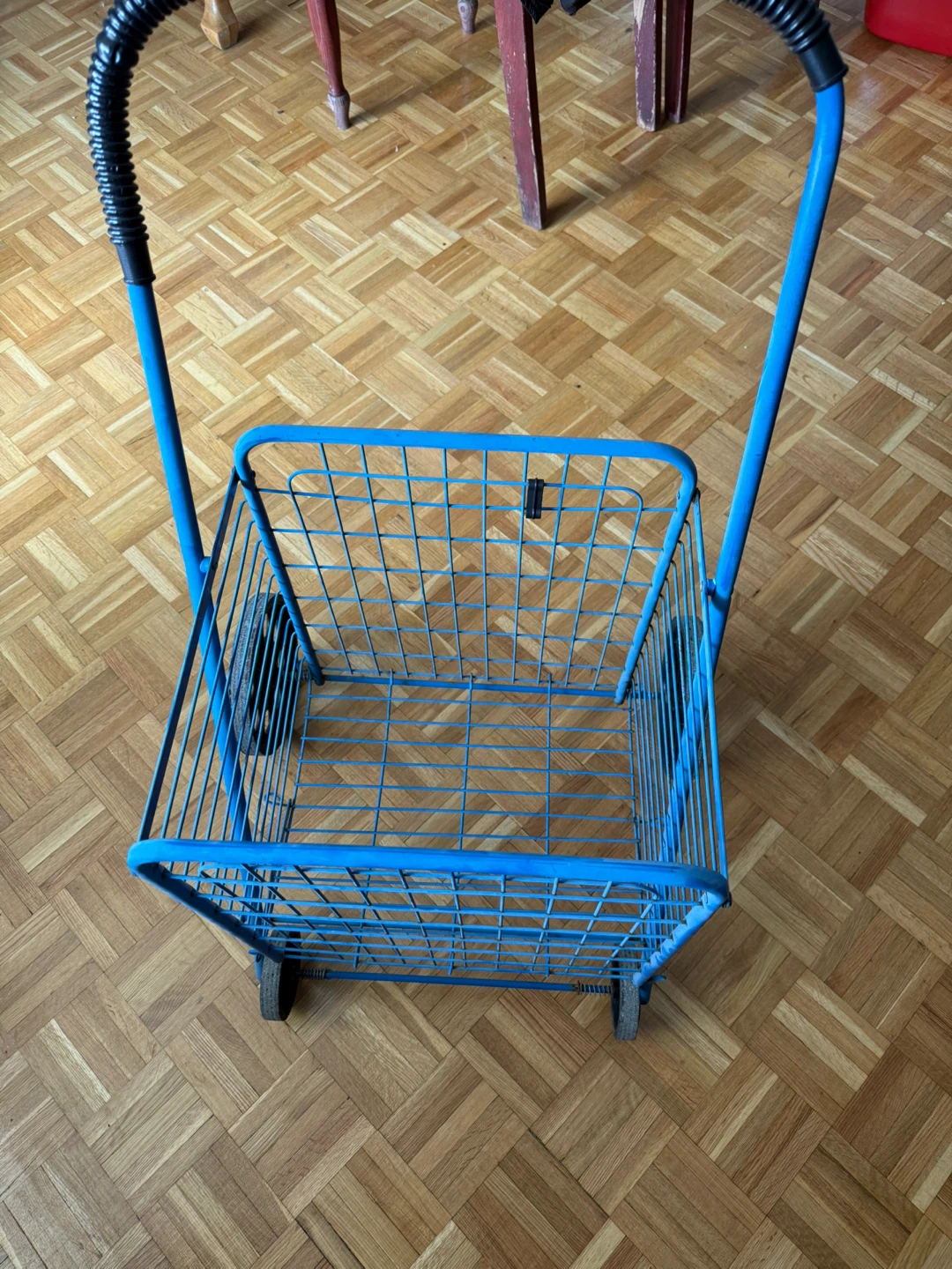 Blue Rolling Shopping Cart