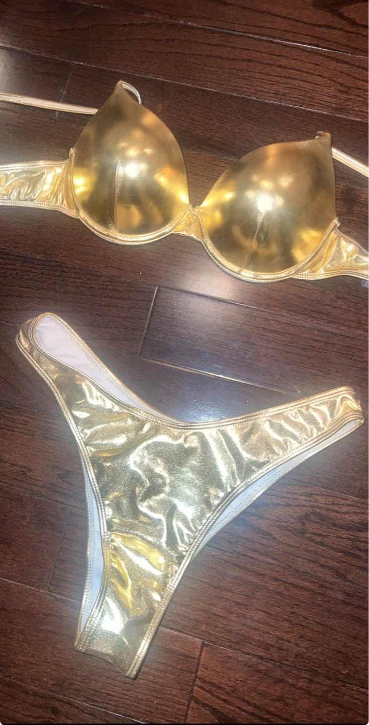 Gold Metallic Bikini Set