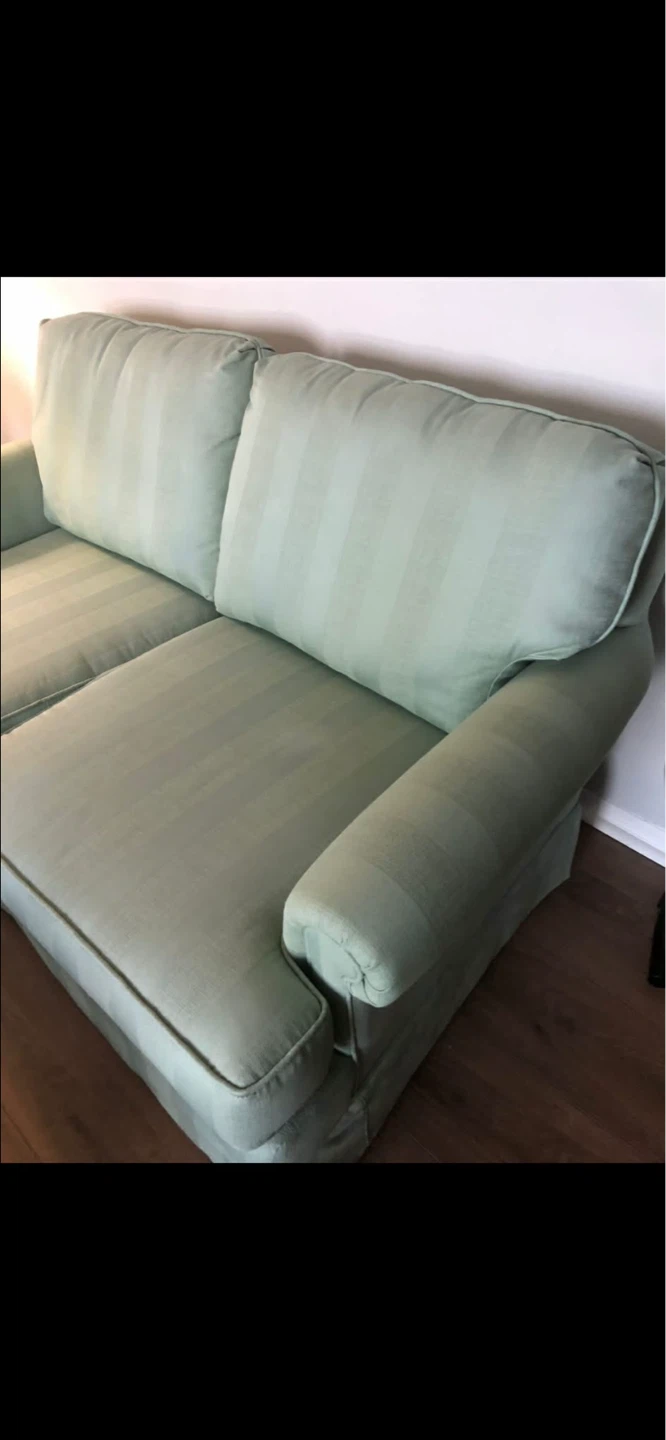 Mint Green Striped Loveseat