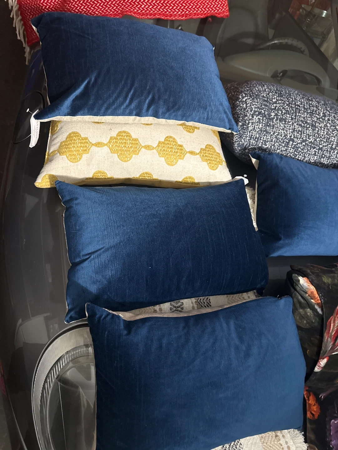 Four Blue Velvet Throw Pillow - photo 4