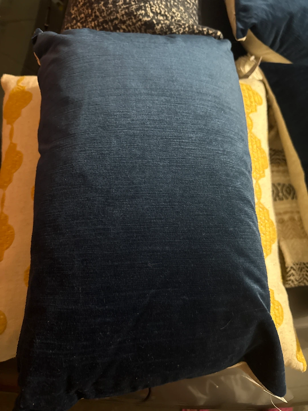 Four Blue Velvet Throw Pillow - photo 2