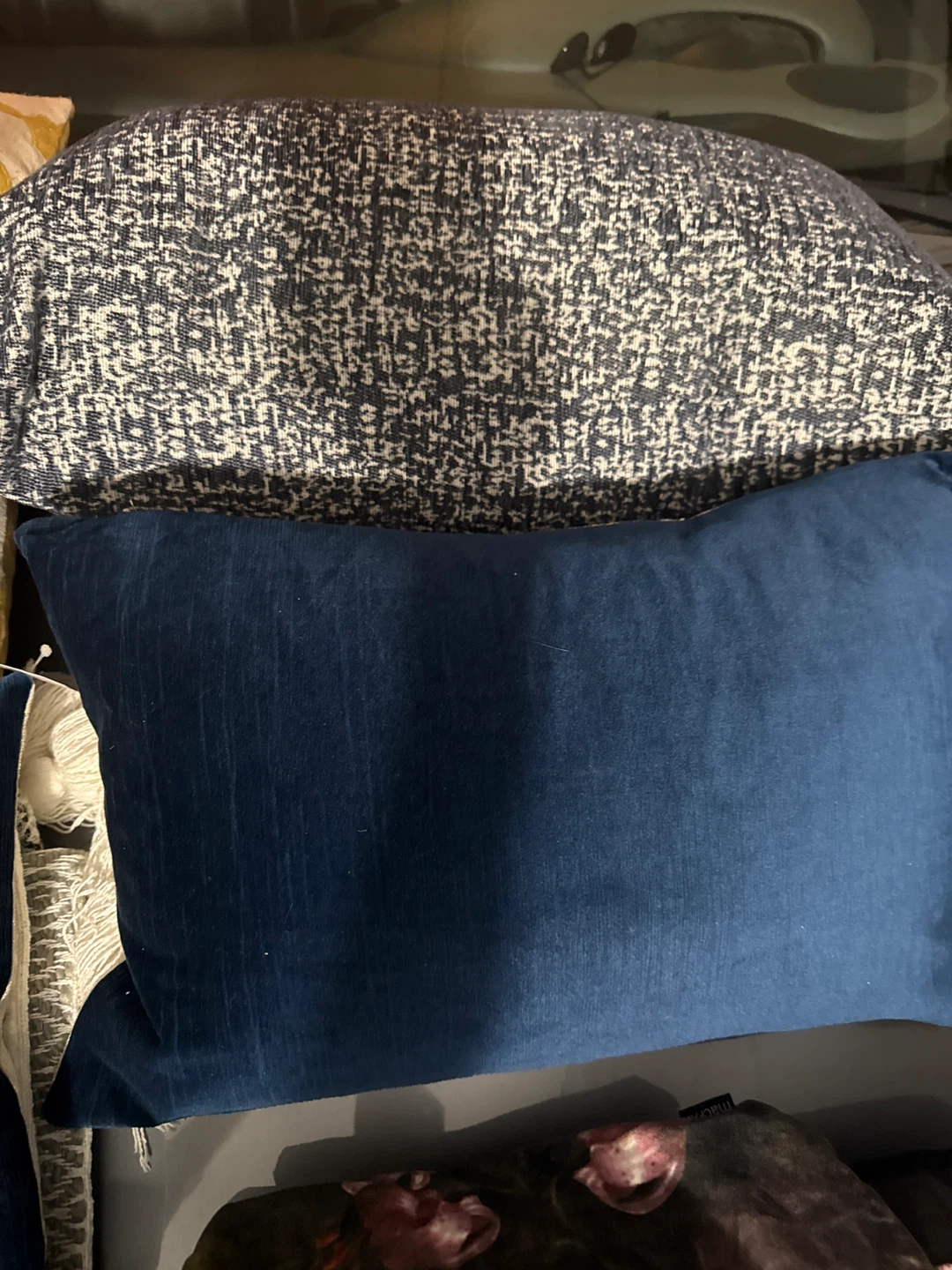 Four Blue Velvet Throw Pillow - photo 5