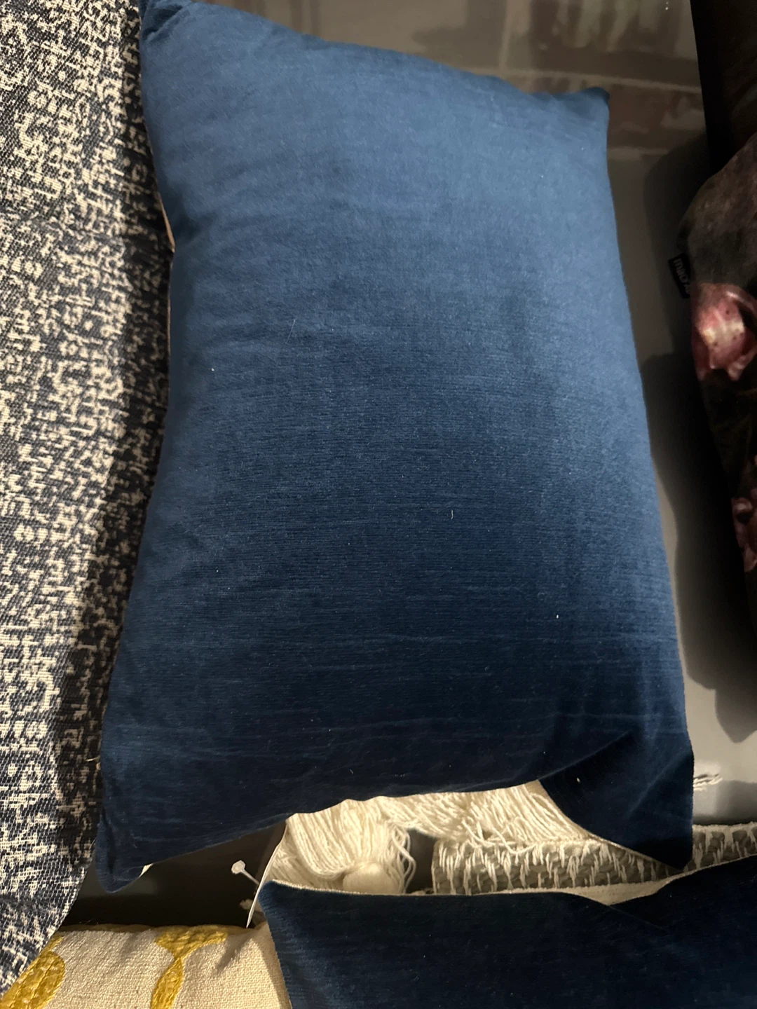 Four Blue Velvet Throw Pillow - photo 3
