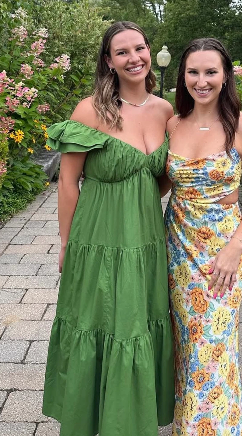 Abercrombie & Fitch Ruched Flutter Sleeve Green Maxi Dress