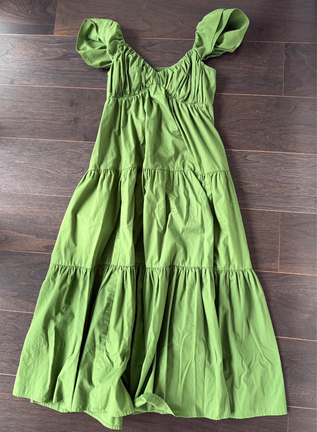 Abercrombie & Fitch Ruched Flutter Sleeve Green Maxi Dress - photo 2