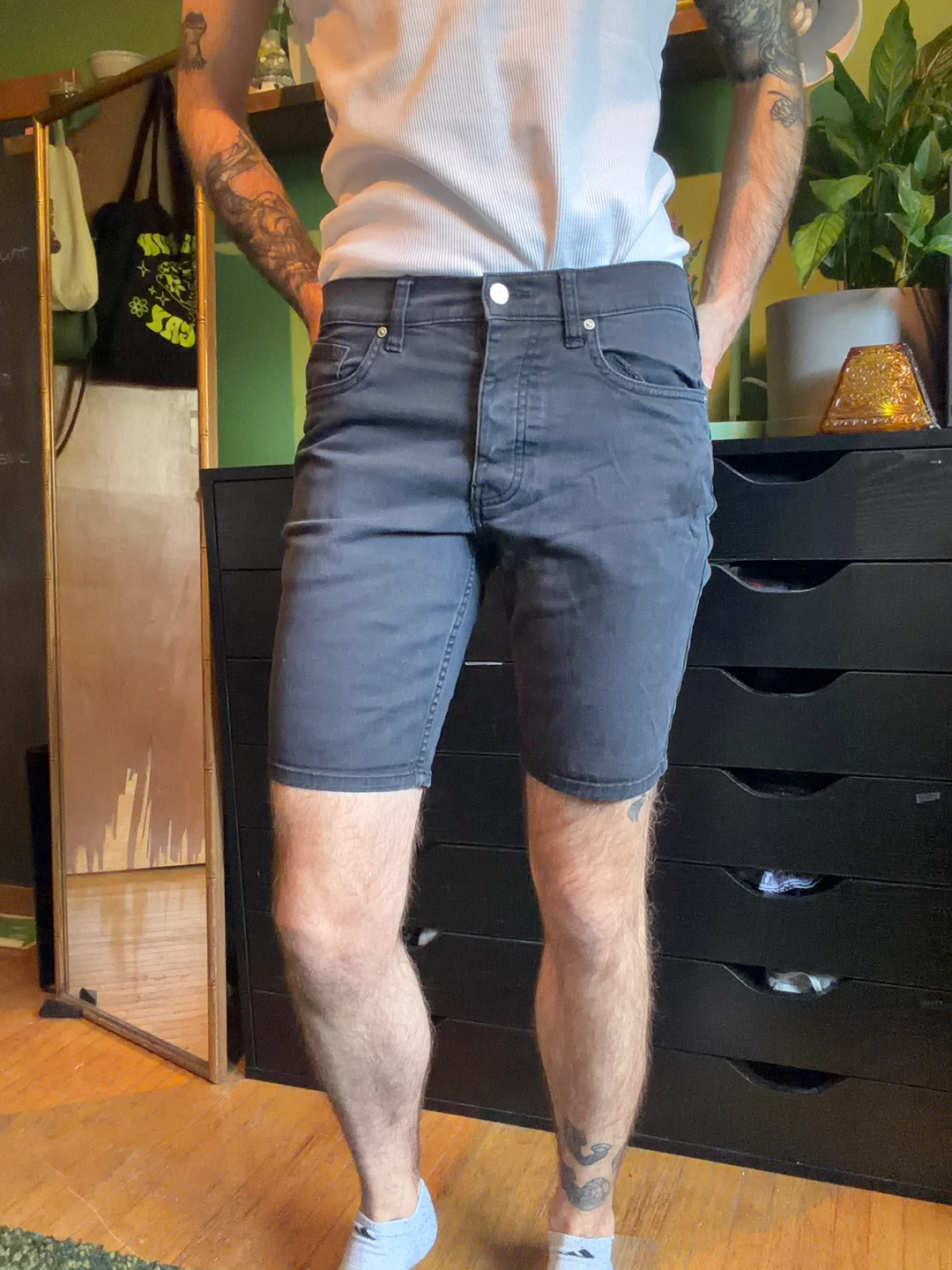 H&M Slim Fit Black Shorts
