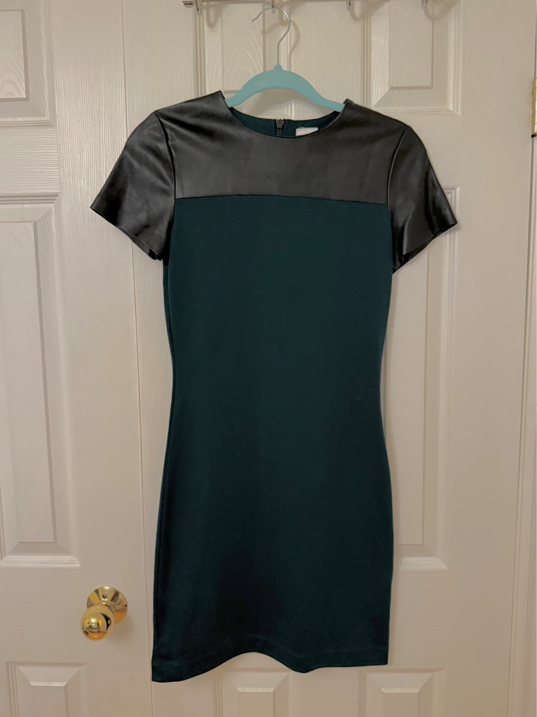 Twik Dress - Black/Green Faux Leather