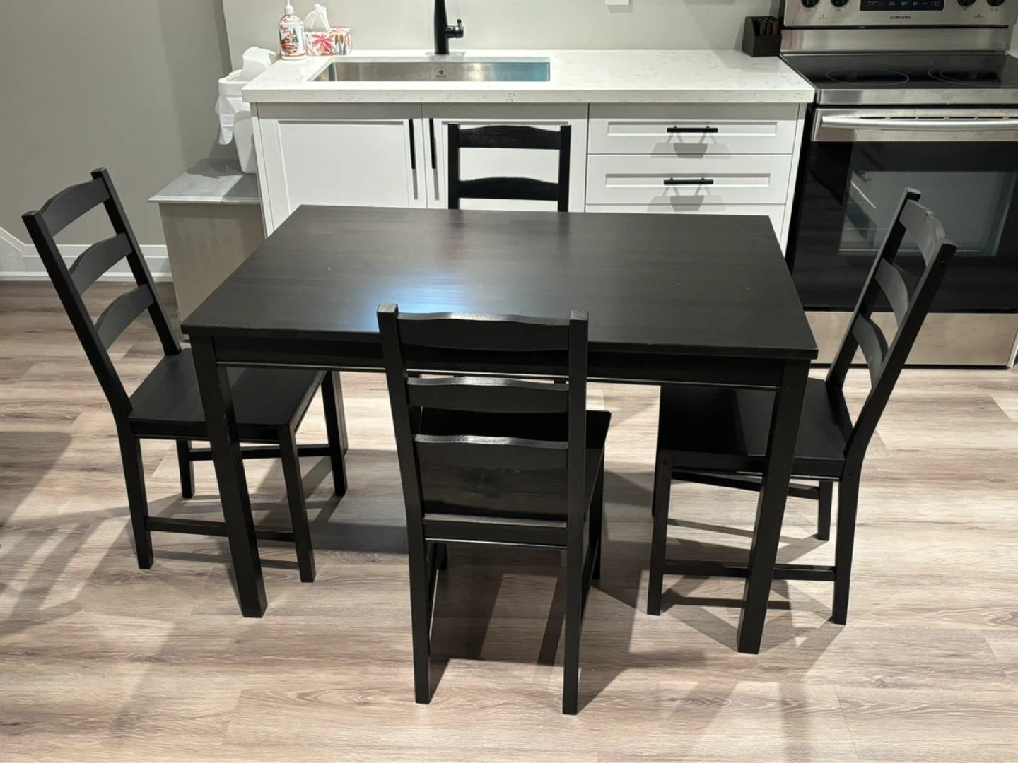 IKEA Dining Table Set with 4 Chairs black