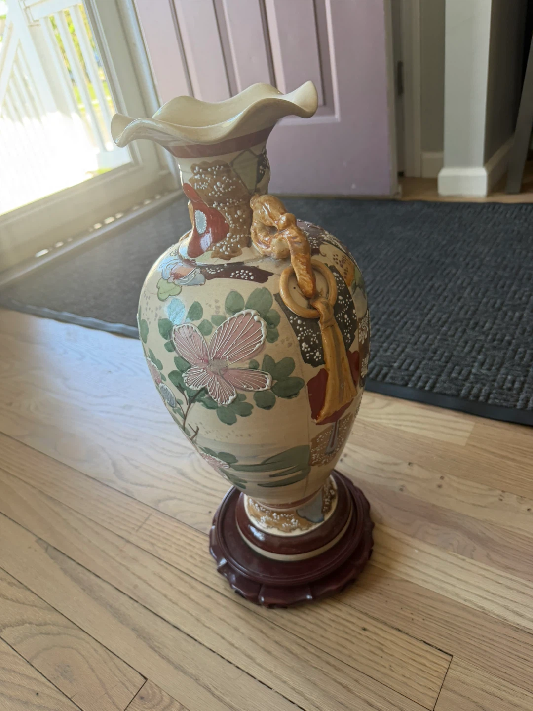 Vintage Oriental Vase with Figural Handles