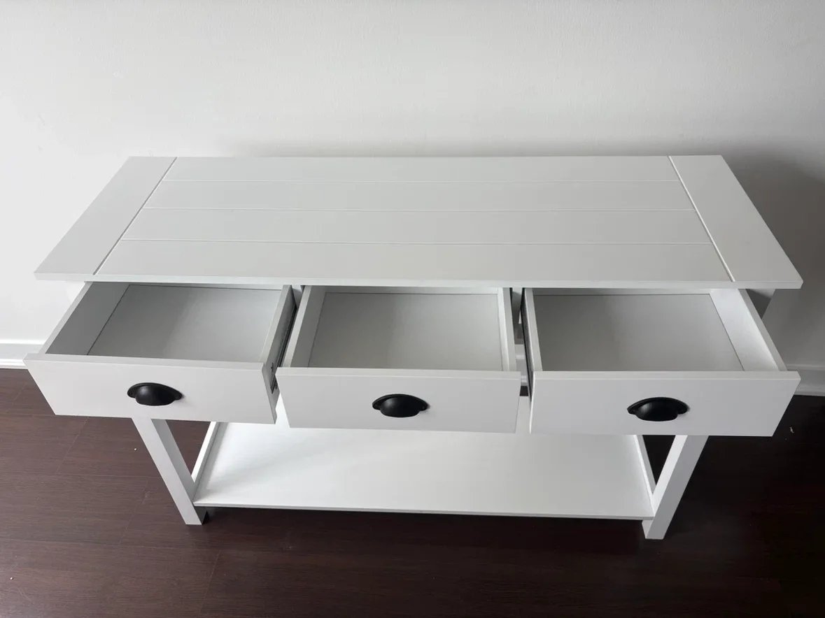 White Console Table with 3 Drawers - photo 2