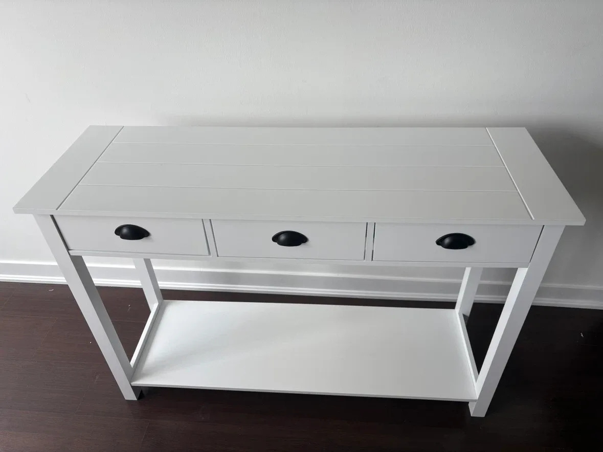 White Console Table with 3 Drawers