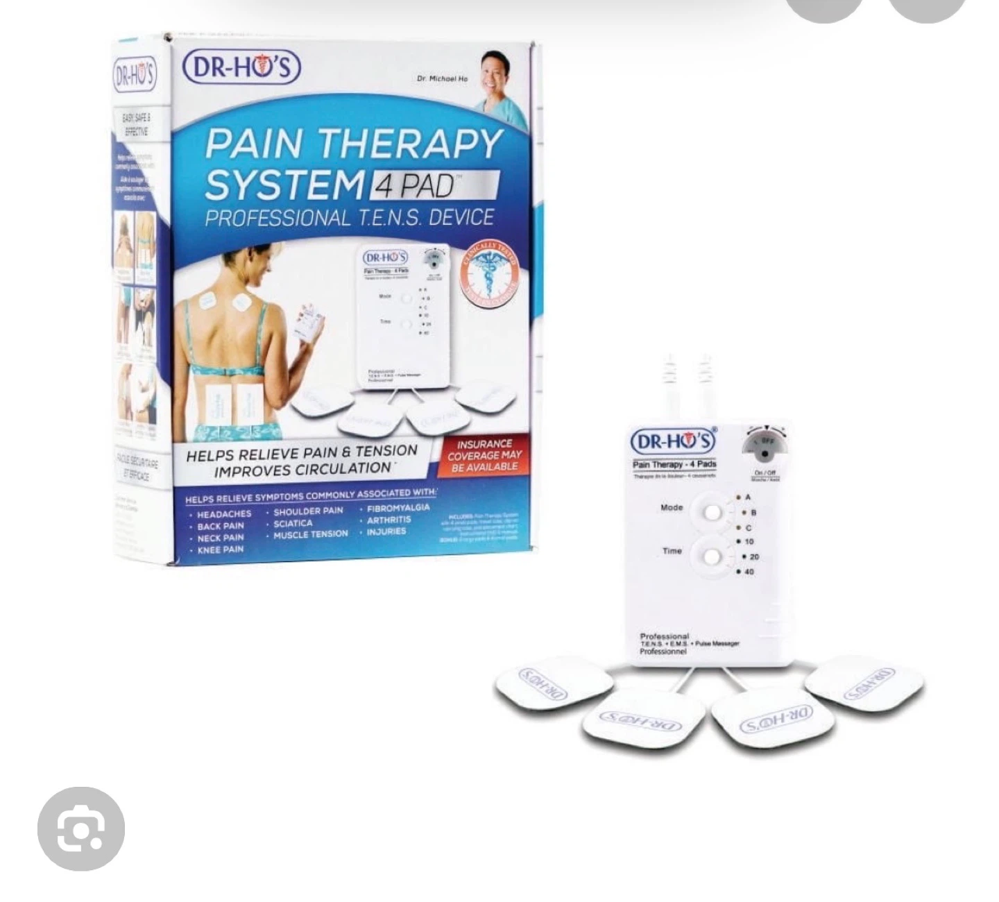 DR-HO'S Pain Therapy System 4 Pad TENS Device