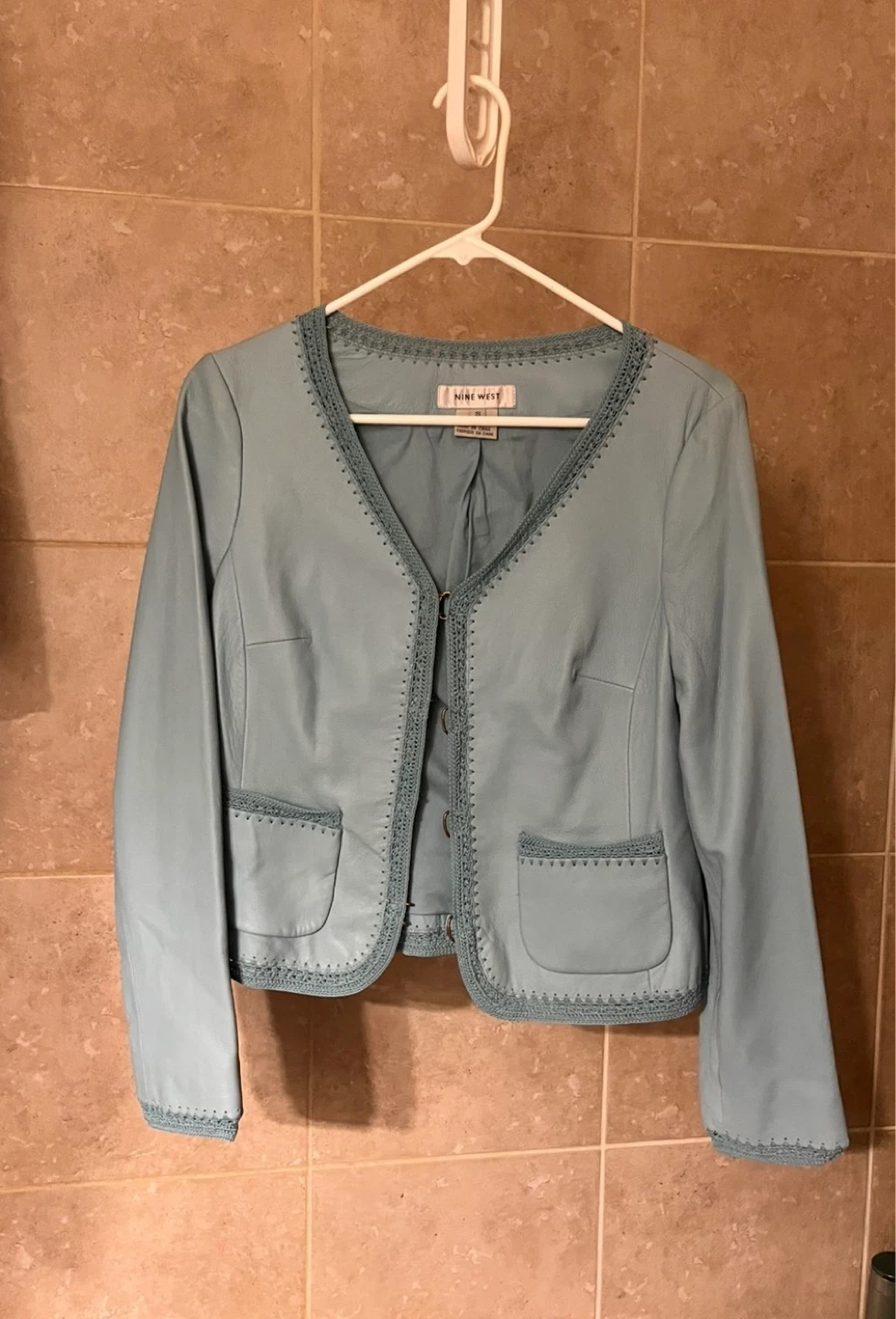 Nine West Blue Leather Jacket - Size S