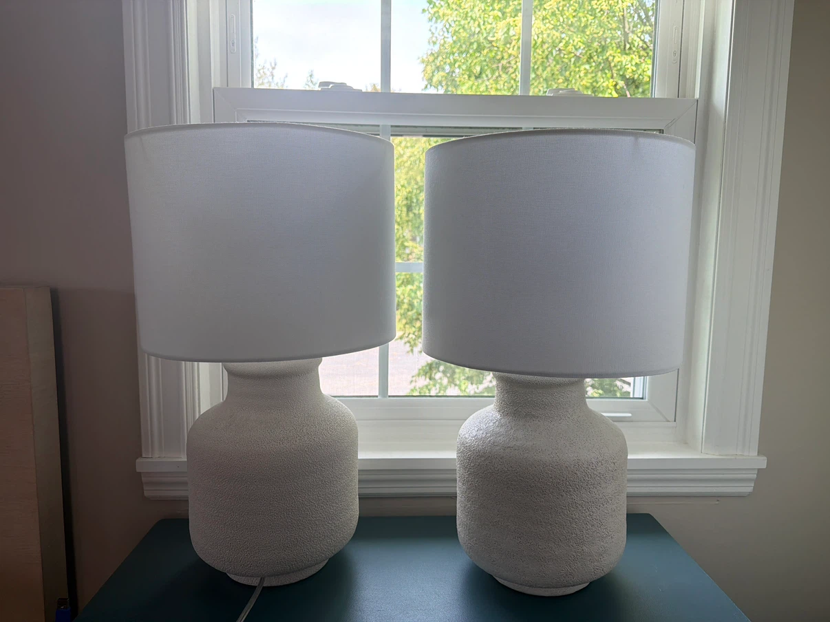 White Textured Table Lamps (Set of 2)