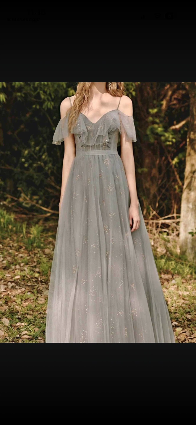 Sparkly Tulle Off-the-Shoulder Gown