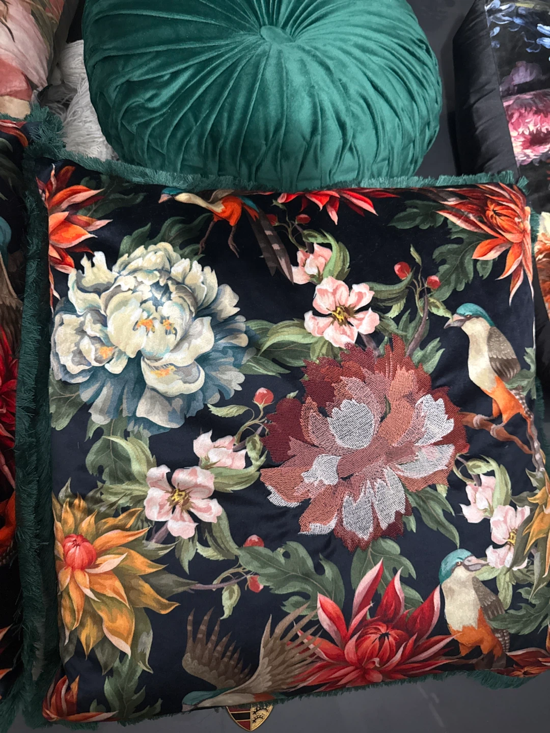 Decorative Throw Pillow - Floral & Bird Print - photo 4