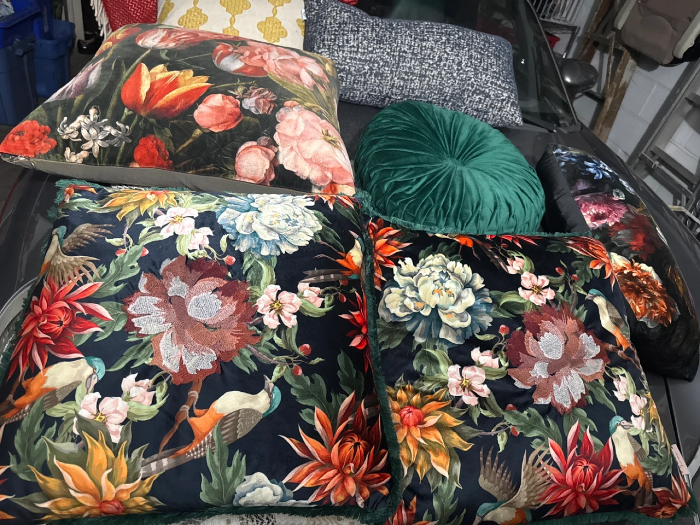Decorative Throw Pillow - Floral & Bird Print - photo 2
