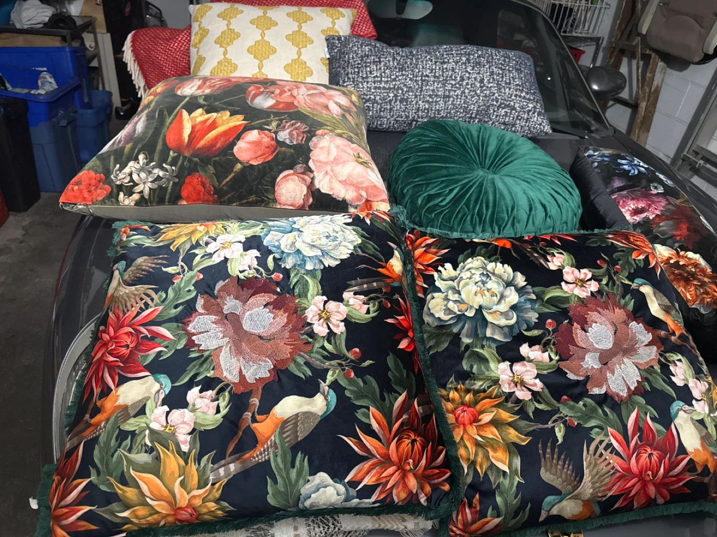 Decorative Throw Pillow - Floral & Bird Print