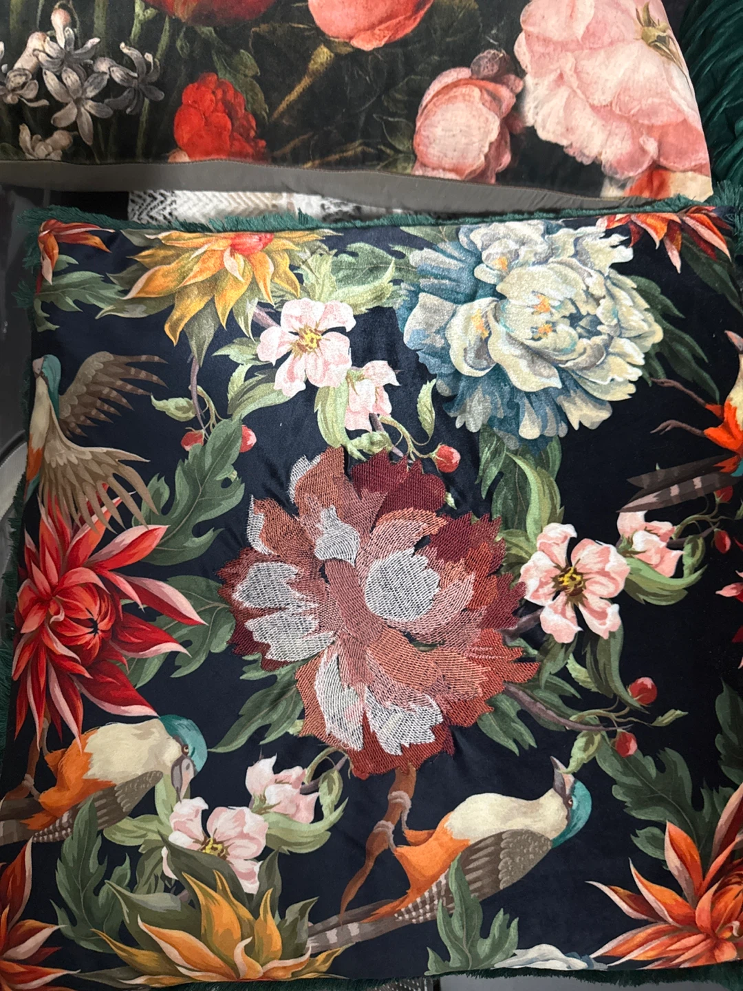 Decorative Throw Pillow - Floral & Bird Print - photo 3
