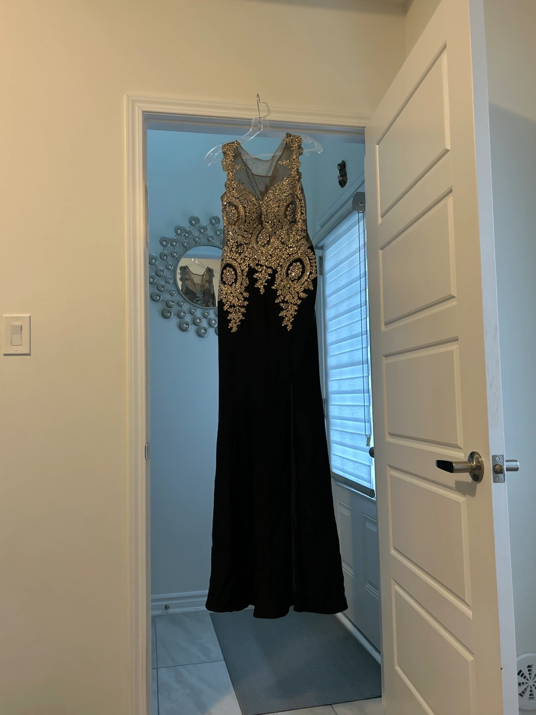 Black & Gold Embellished Formal Gown