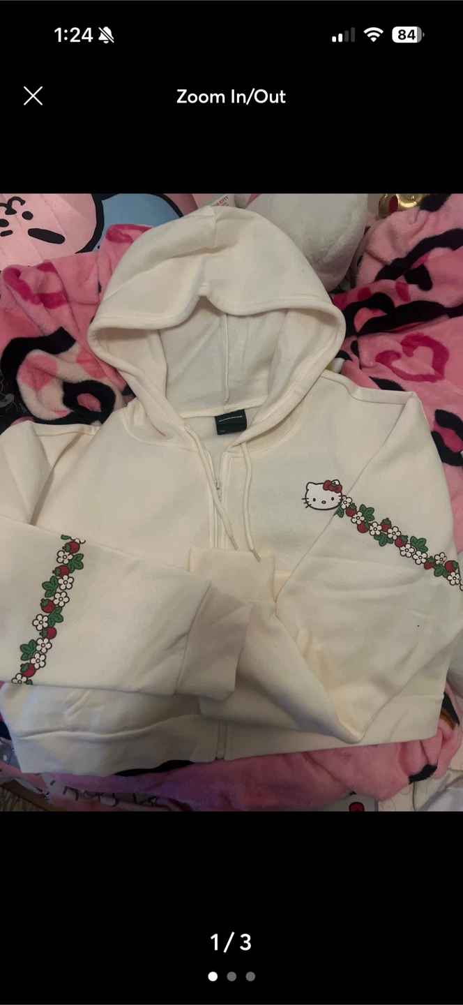 Hello Kitty Cream Cropped Hoodie