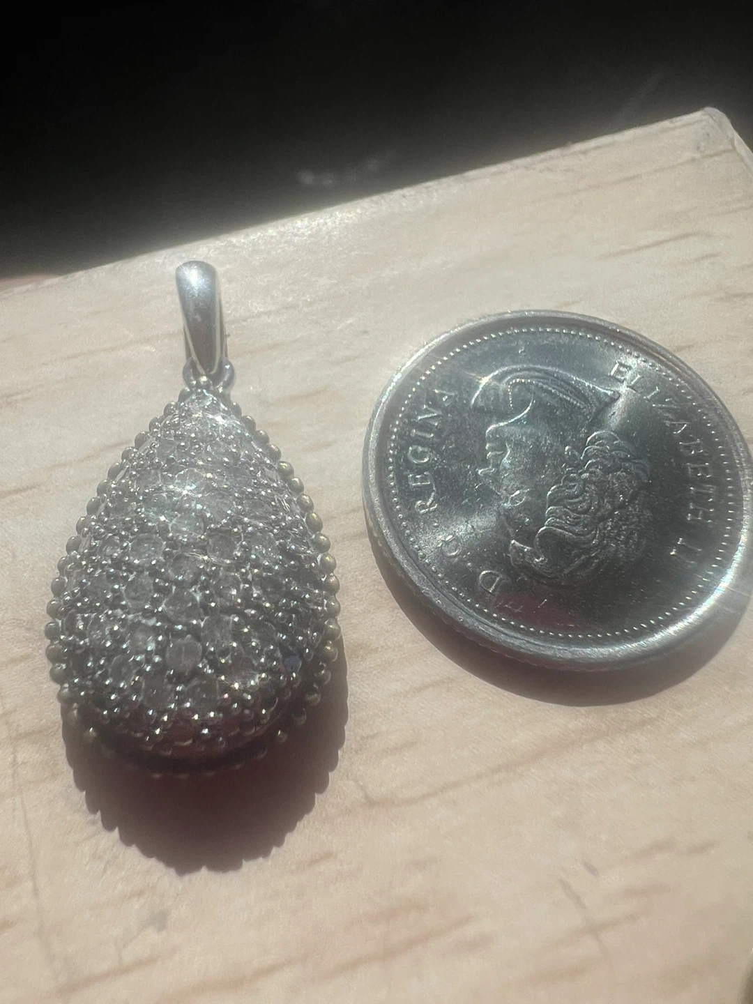 925 silver Teardrop Diamond pendant - photo 2