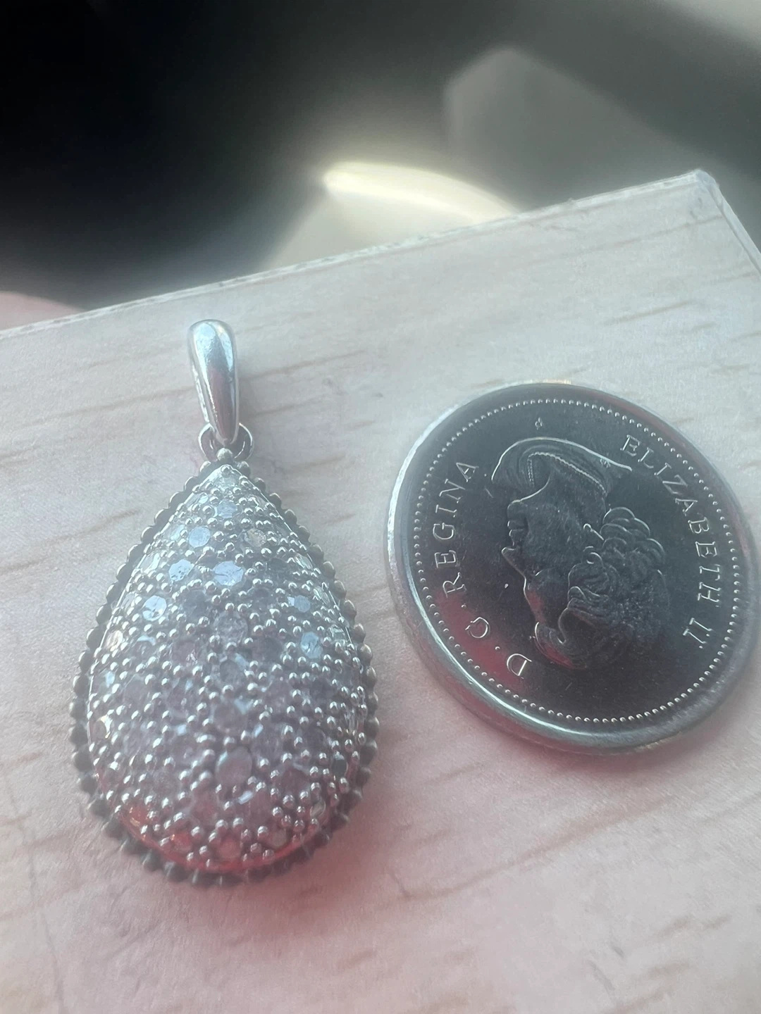 925 silver Teardrop Diamond pendant