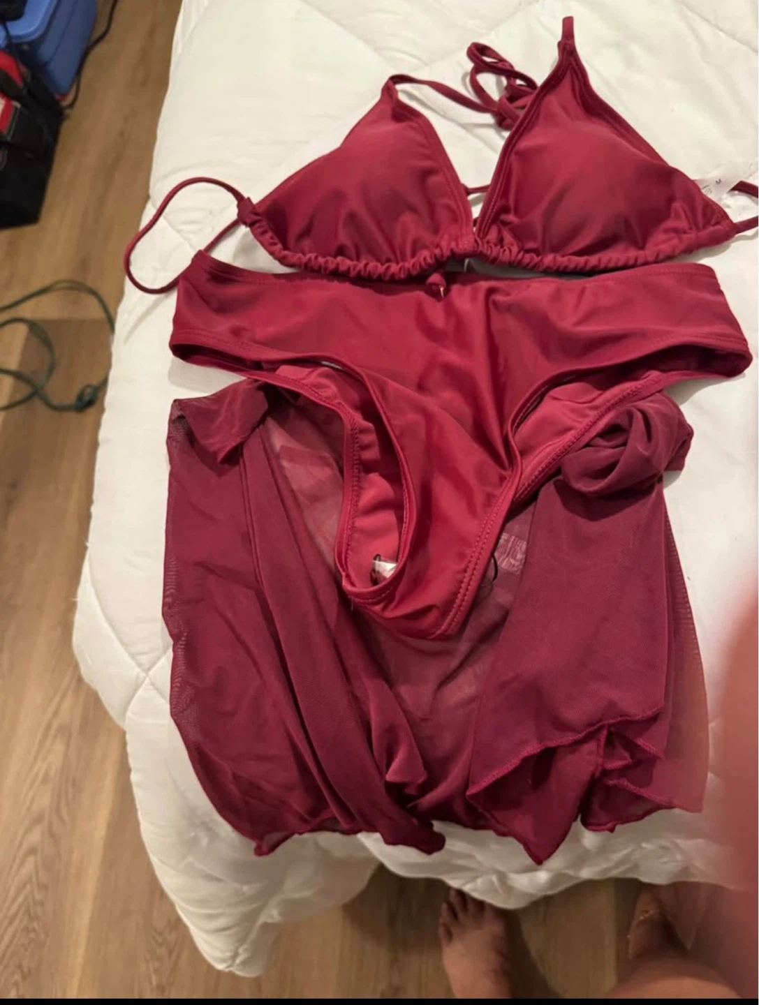 Shein Red Bikini with Mesh Cover-up