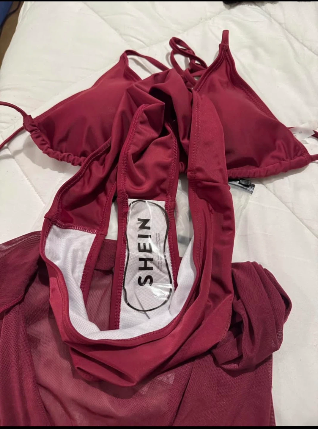 Shein Red Bikini with Mesh Cover-up - photo 2