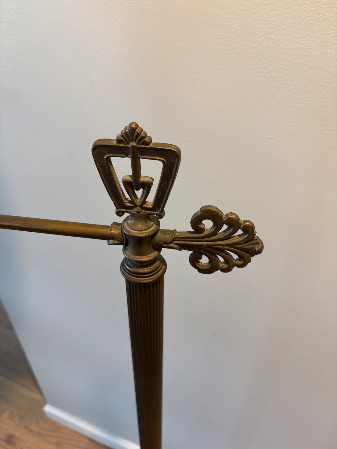 Antique Brass Floor Lamp with White Glass Shade - photo 3