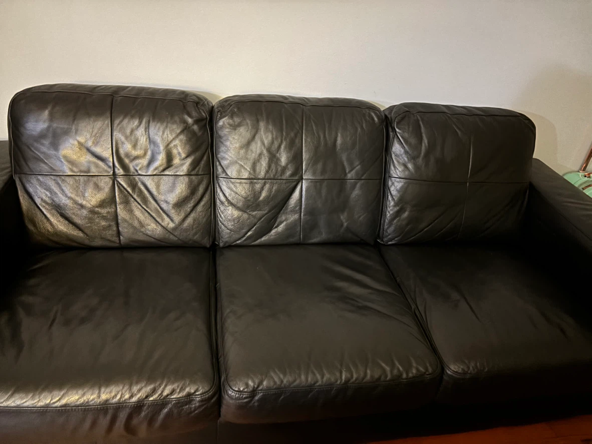 2 Black Leather Sofa