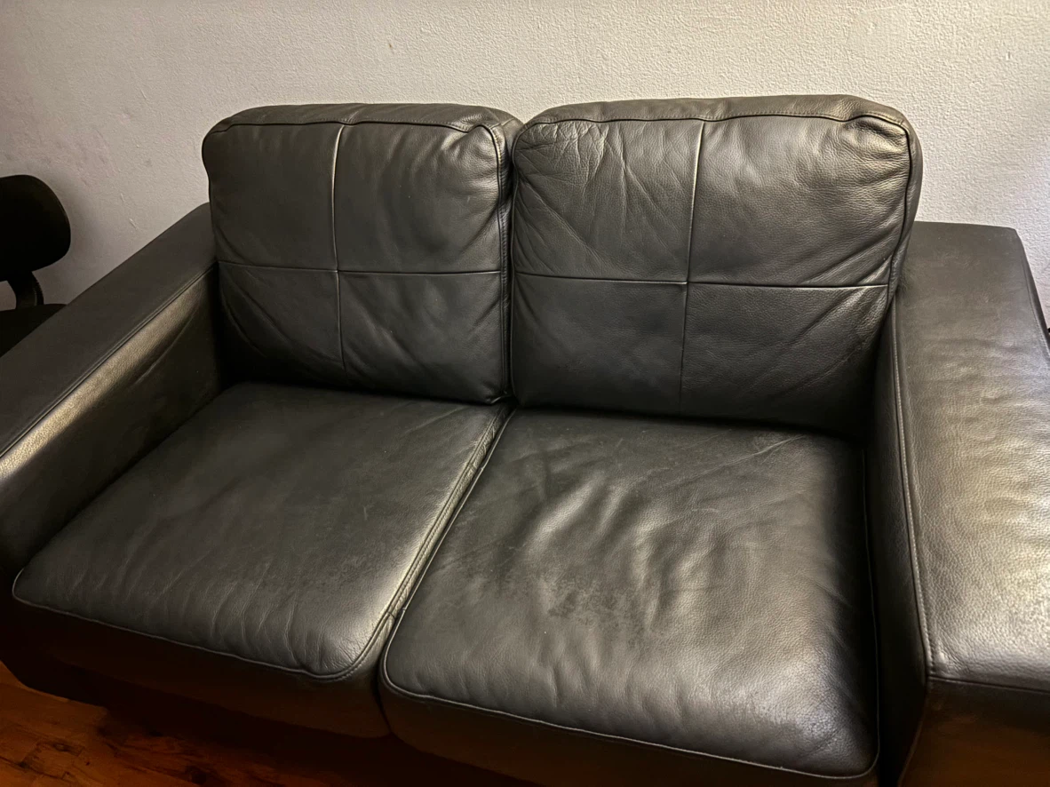 2 Black Leather Sofa - photo 2