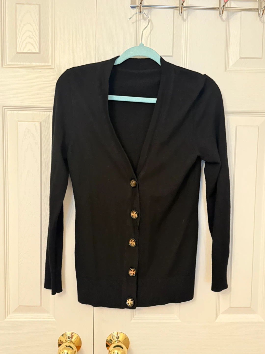 Tory Burch Black Merino Wool Cardigan