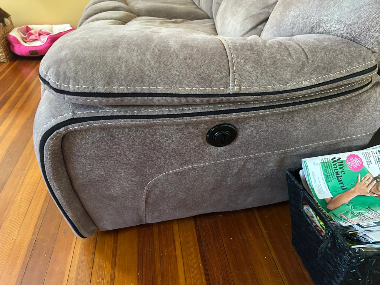 Reclining couch, electric fireplace/heater and coffee table - photo 2