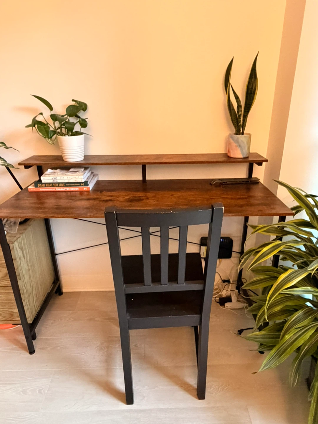 Like New - Wayfair Wooden Desk with Monitor Stand