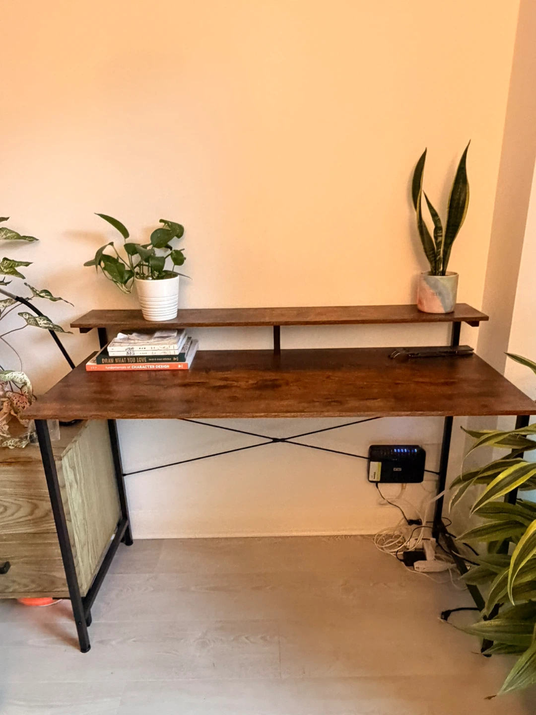 Like New - Wayfair Wooden Desk with Monitor Stand - photo 2