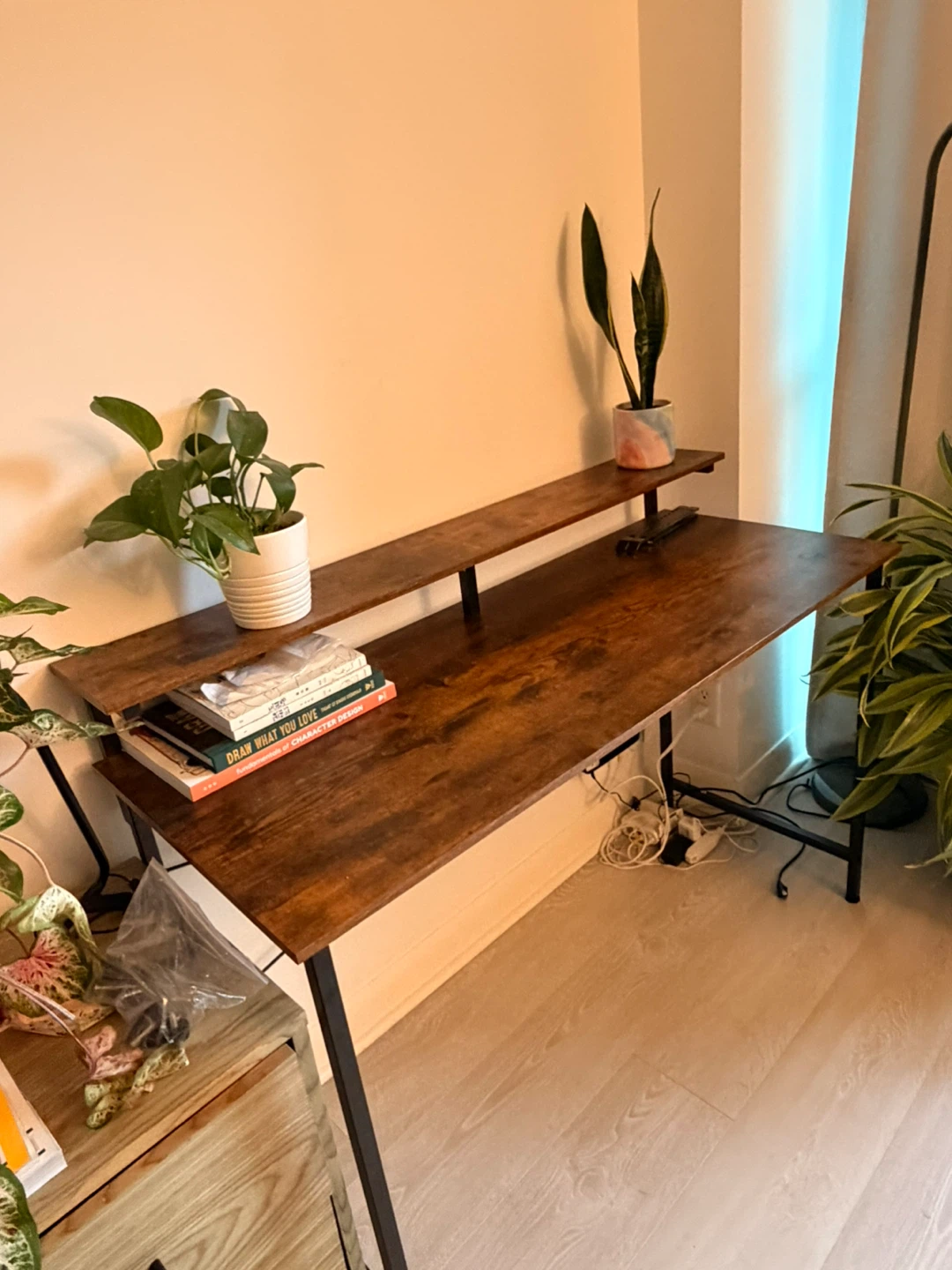 Like New - Wayfair Wooden Desk with Monitor Stand - photo 3