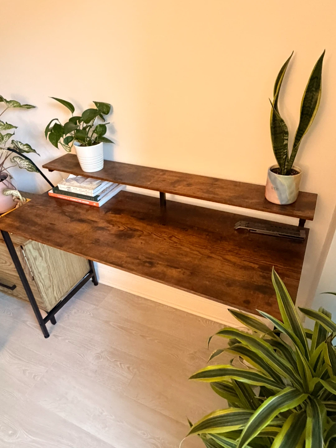 Like New - Wayfair Wooden Desk with Monitor Stand - photo 4